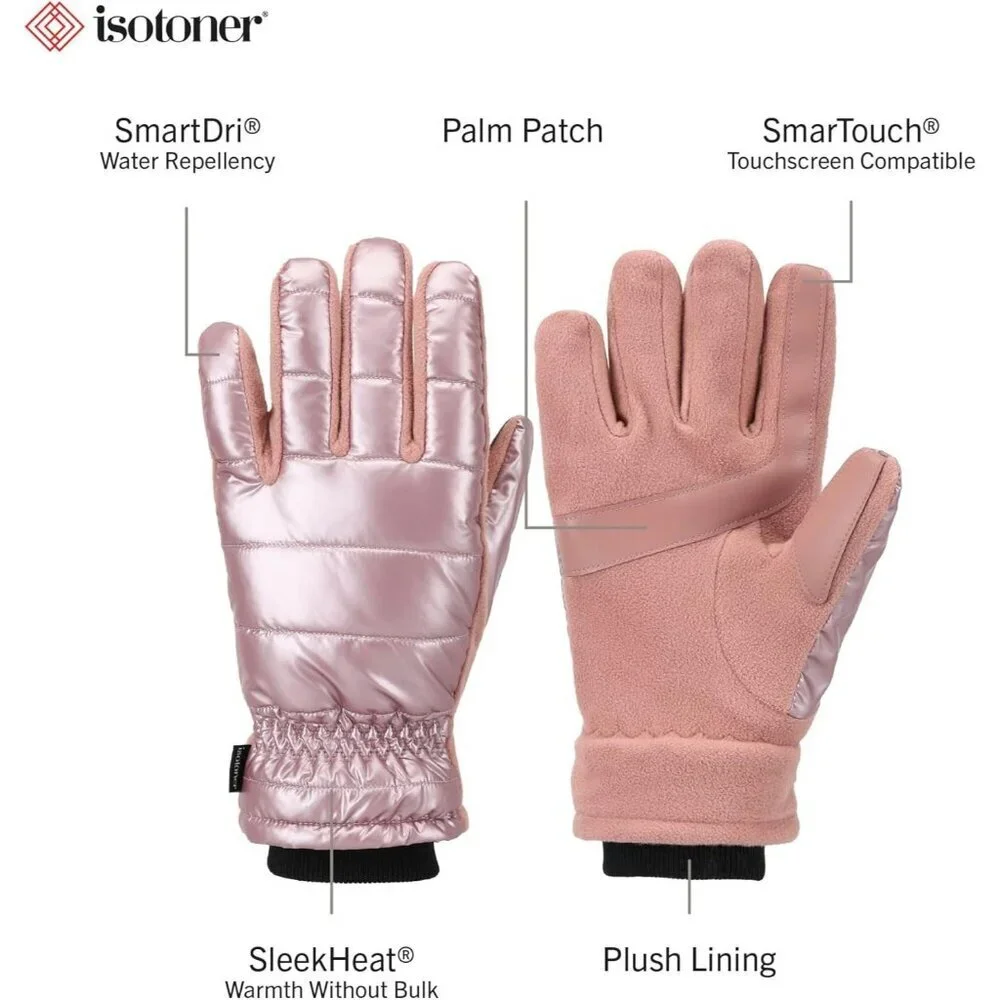 Women's New Blush Water Repellent Sleekheat Gloves Touchscreen Iridescent Flip